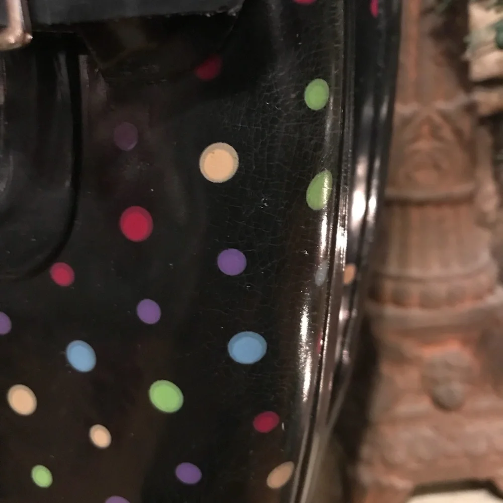 Merona Black with Polka Dots Rain Boots Size 6 - Picture 5 of 8